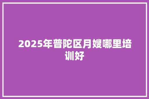 2025年普陀区月嫂哪里培训好 未命名