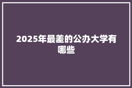 2025年最差的公办大学有哪些 未命名