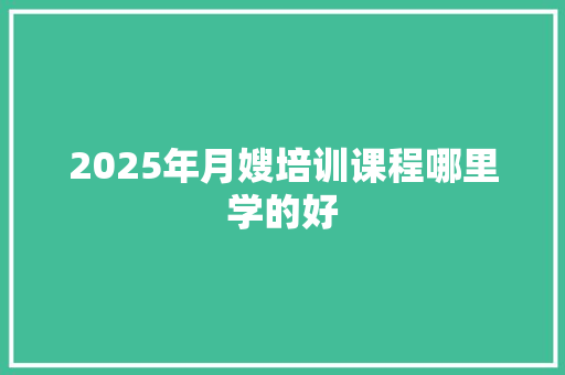 2025年月嫂培训课程哪里学的好 未命名