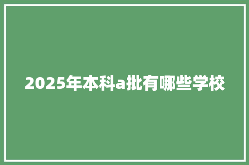 2025年本科a批有哪些学校