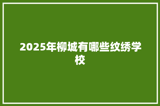 2025年柳城有哪些纹绣学校