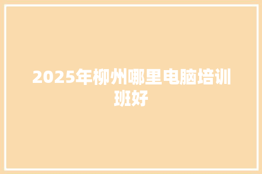 2025年柳州哪里电脑培训班好 未命名