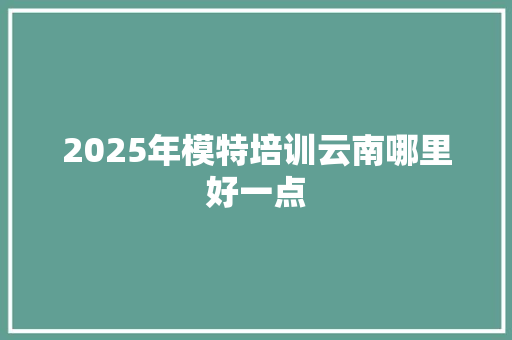 2025年模特培训云南哪里好一点