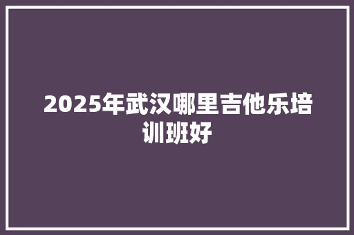 2025年武汉哪里吉他乐培训班好 未命名