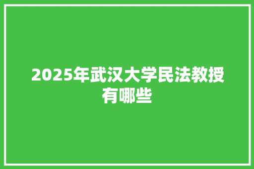 2025年武汉大学民法教授有哪些 未命名