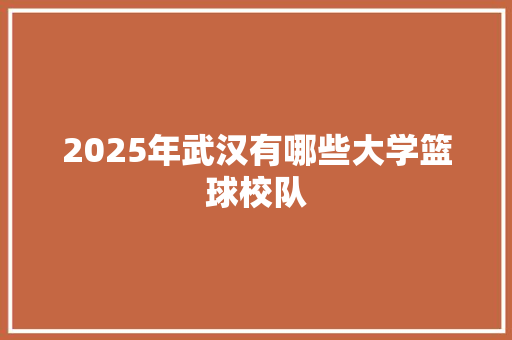 2025年武汉有哪些大学篮球校队 未命名