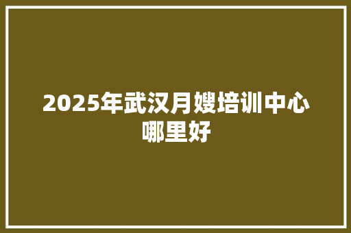 2025年武汉月嫂培训中心哪里好 未命名