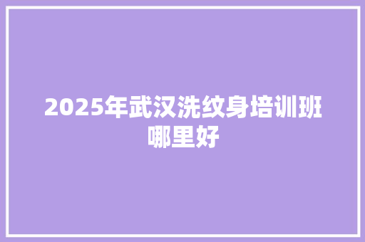 2025年武汉洗纹身培训班哪里好