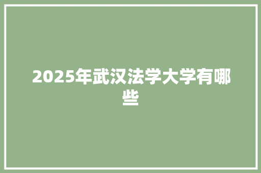 2025年武汉法学大学有哪些