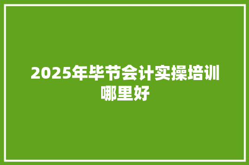 2025年毕节会计实操培训哪里好