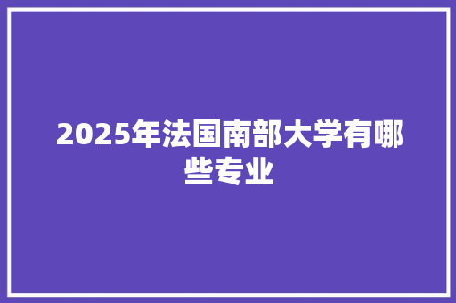 2025年法国南部大学有哪些专业