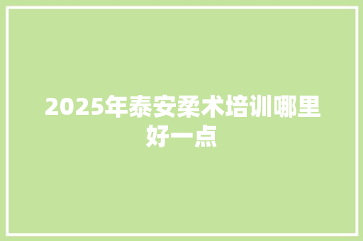 2025年泰安柔术培训哪里好一点 未命名