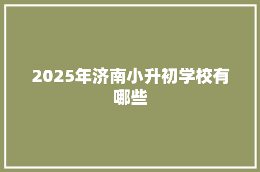 2025年济南小升初学校有哪些 未命名