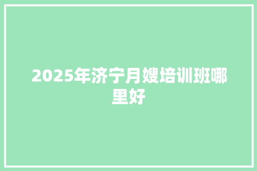 2025年济宁月嫂培训班哪里好 未命名