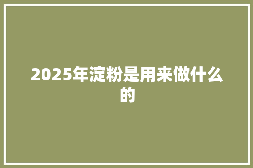 2025年淀粉是用来做什么的 未命名