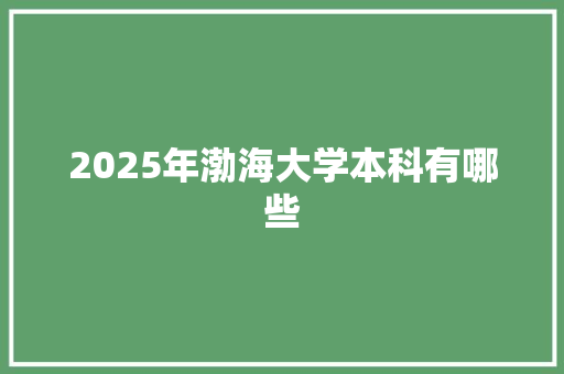 2025年渤海大学本科有哪些