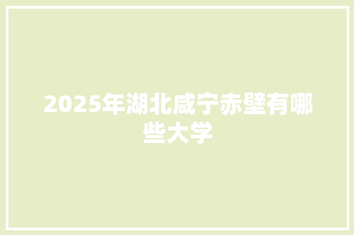 2025年湖北咸宁赤壁有哪些大学