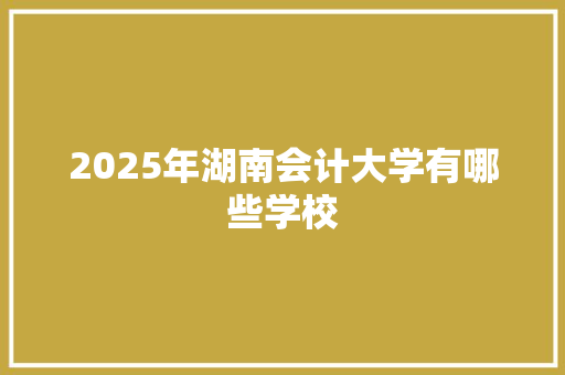 2025年湖南会计大学有哪些学校 未命名