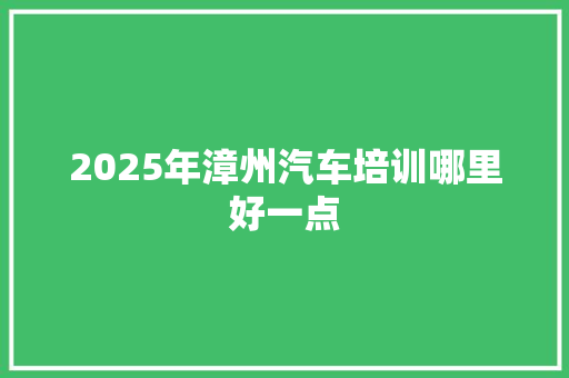 2025年漳州汽车培训哪里好一点 未命名