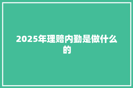 2025年理赔内勤是做什么的 未命名