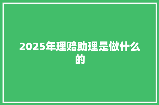 2025年理赔助理是做什么的