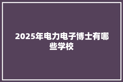 2025年电力电子博士有哪些学校 未命名