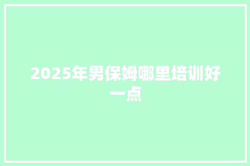 2025年男保姆哪里培训好一点 未命名