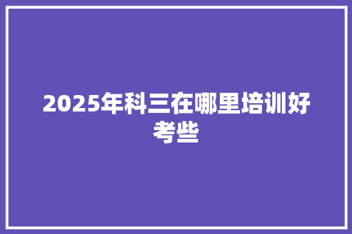 2025年科三在哪里培训好考些 未命名