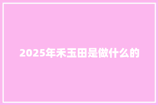 2025年禾玉田是做什么的