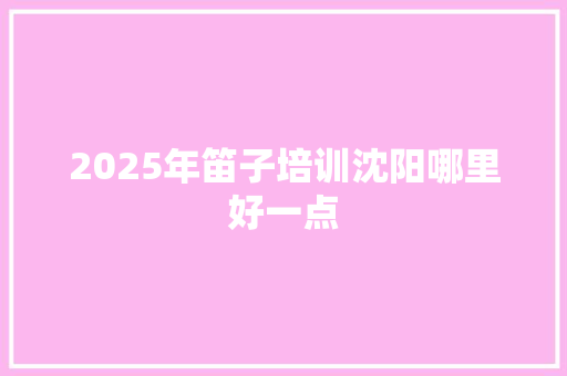 2025年笛子培训沈阳哪里好一点 未命名