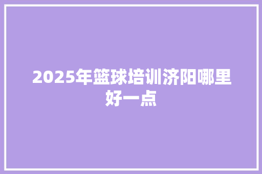 2025年篮球培训济阳哪里好一点