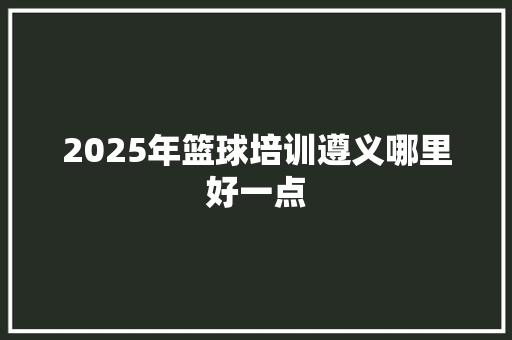 2025年篮球培训遵义哪里好一点