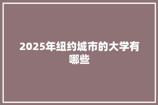 2025年纽约城市的大学有哪些 未命名