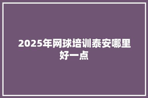 2025年网球培训泰安哪里好一点