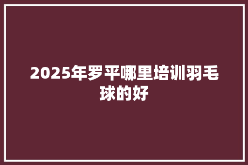 2025年罗平哪里培训羽毛球的好