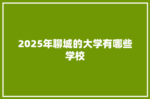 2025年聊城的大学有哪些学校