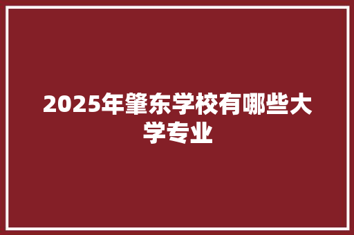 2025年肇东学校有哪些大学专业