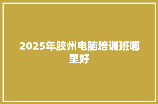 2025年胶州电脑培训班哪里好