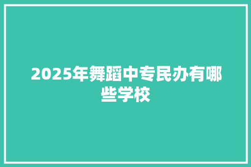 2025年舞蹈中专民办有哪些学校