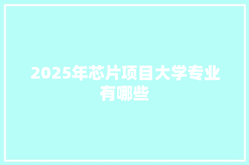 2025年芯片项目大学专业有哪些