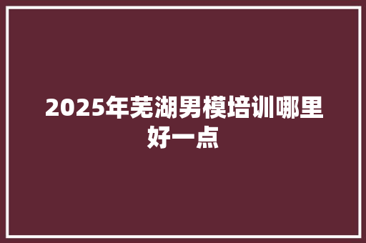 2025年芜湖男模培训哪里好一点 未命名