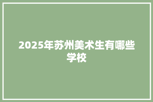 2025年苏州美术生有哪些学校 未命名