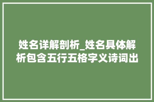 姓名详解剖析_姓名具体解析包含五行五格字义诗词出处易经文化