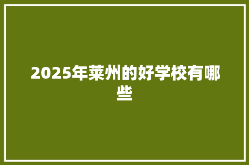 2025年莱州的好学校有哪些