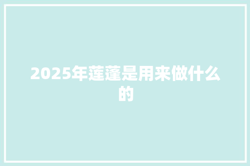 2025年莲蓬是用来做什么的 未命名