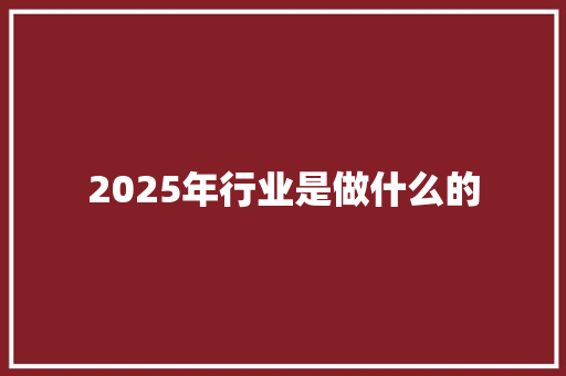 2025年行业是做什么的 未命名