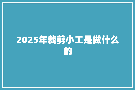 2025年裁剪小工是做什么的