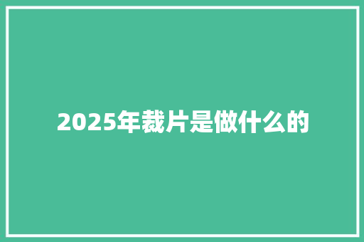 2025年裁片是做什么的