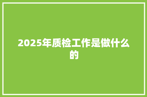 2025年质检工作是做什么的 未命名