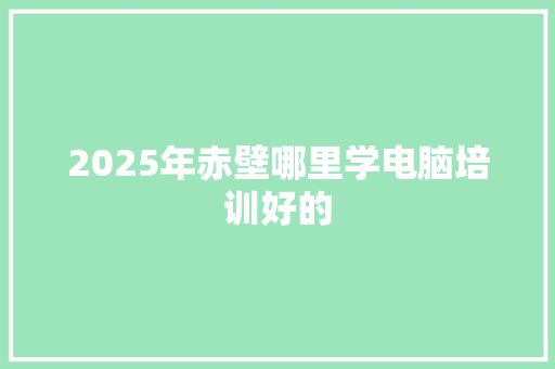 2025年赤壁哪里学电脑培训好的